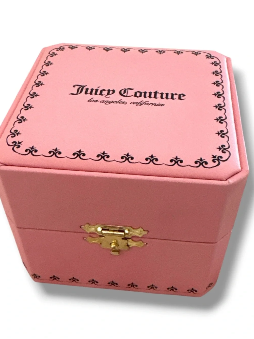 Juicy Couture Gold Crystal 'Juicy' Watch with Black Dial and Gold Leather Strap